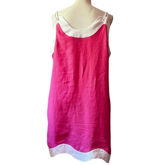 STAUD Women’s Pink and White Sleeveless Linen Dress Size XL - Picture 3 of 10